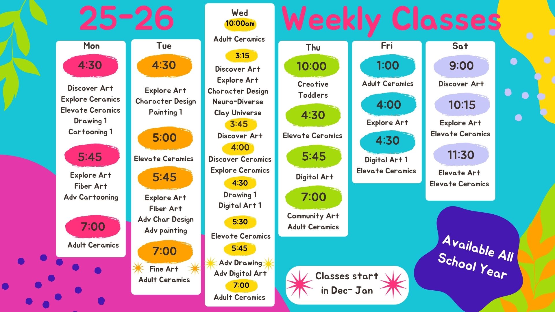 Spring Weekly Classes